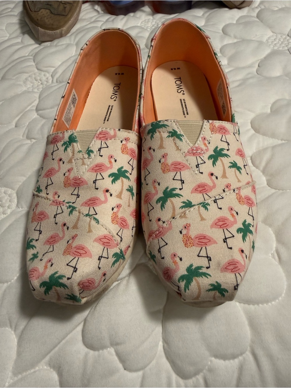 Toms Pink Flamingo Print Canvas Flats